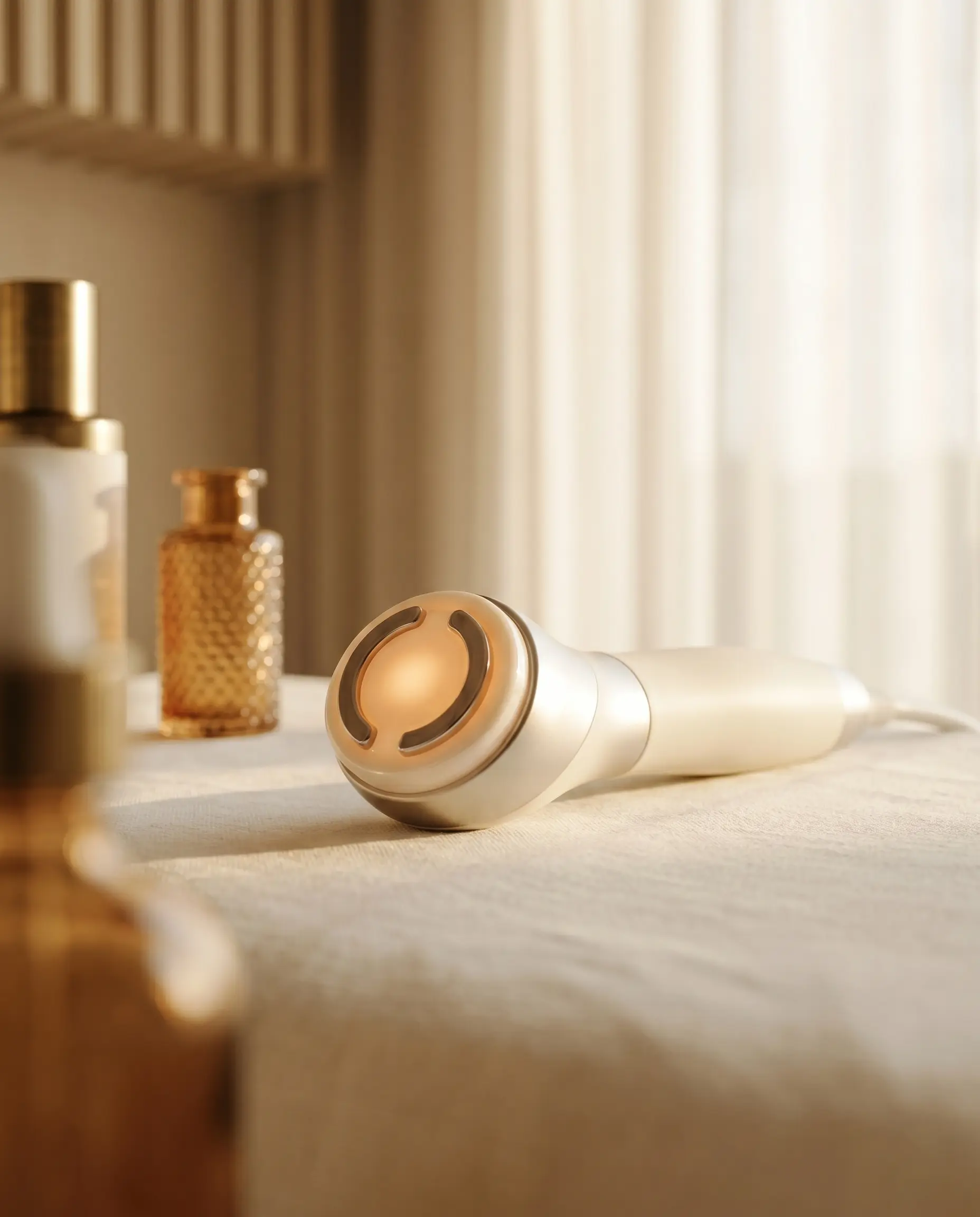 Close-up of a precision facial treatment representing RF skin tightening